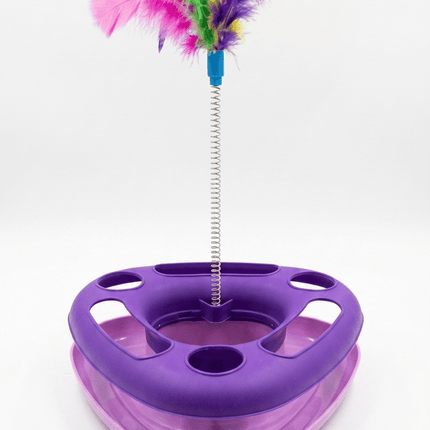 HMA cat Interactive Cat Toy Feather Wand on Spring for Indoor Cats Purple