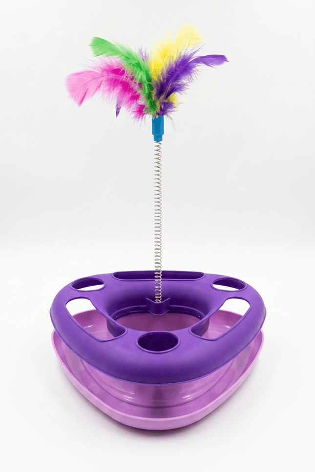 HMA cat Interactive Cat Toy Feather Wand on Spring for Indoor Cats Purple