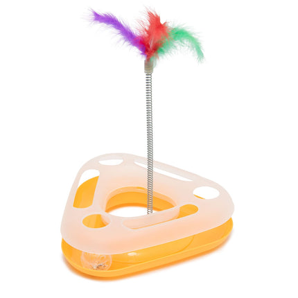 HMA cat Interactive Cat Toy Feather Wand on Spring for Indoor Cats Yellow
