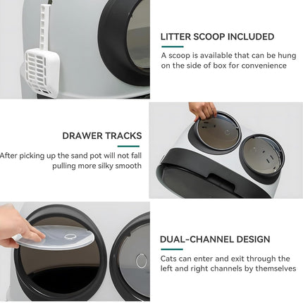 HMA Cat Litter Box large Double Door and Shape for Cat