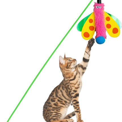 HMA cat pet toy for Cat stick with sound and Dragonfly