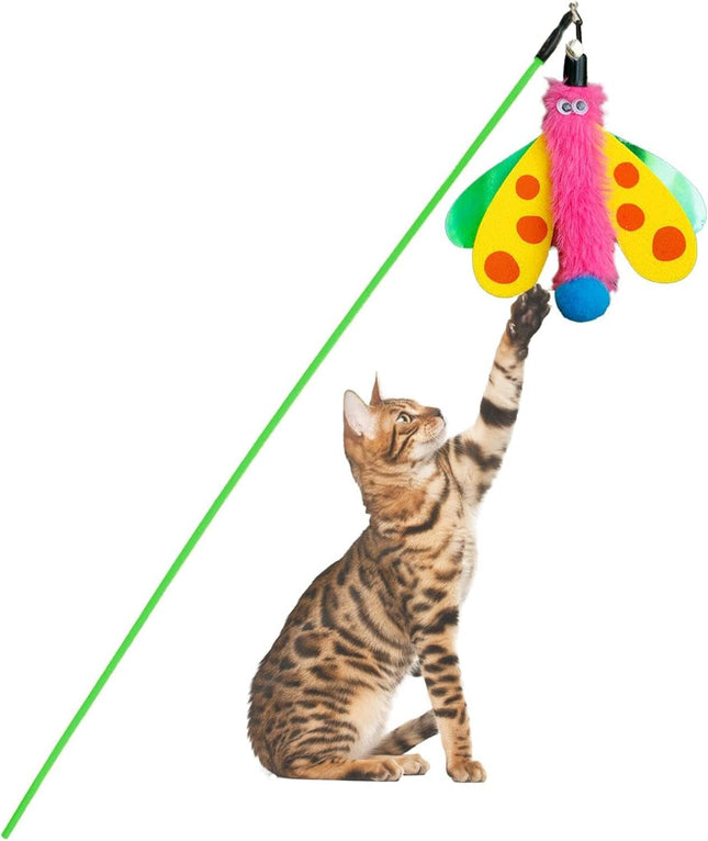 HMA cat pet toy for Cat stick with sound and Dragonfly