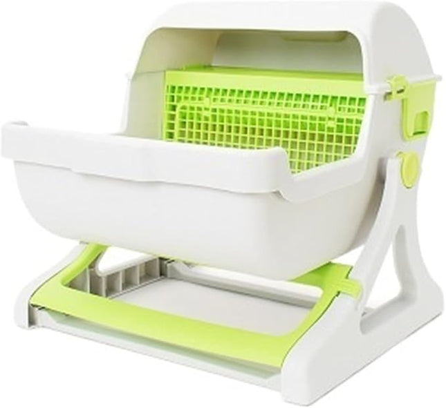HMA Cat Semi automatic Cat Litter Box with Side Door Green