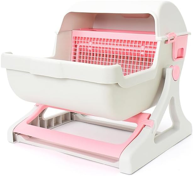 HMA Cat Semi automatic Cat Litter Box with Side Door Pink