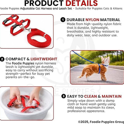 HMA Cat Smile Cat Adjustable Pet Harness and Leash Set Comfortable And Secure Red