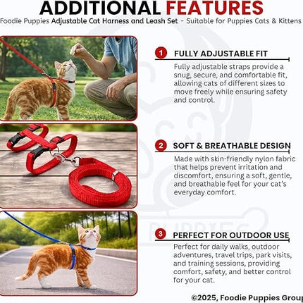 HMA Cat Smile Cat Adjustable Pet Harness and Leash Set Comfortable And Secure Red