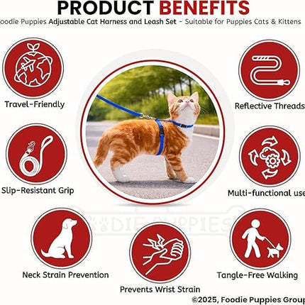 HMA Cat Smile Cat Adjustable Pet Harness and Leash Set Comfortable And Secure Red