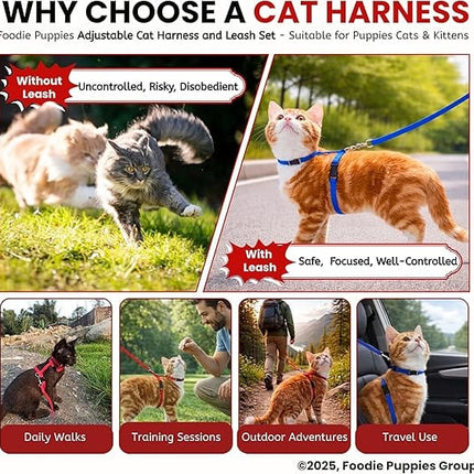 HMA Cat Smile Cat Adjustable Pet Harness and Leash Set Comfortable And Secure Red