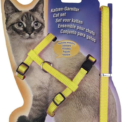 HMA Cat Smile Cat Adjustable Pet Harness and Leash Set Comfortable And Secure Yellow