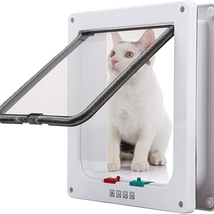 HMA Dog and cat 4-Way Locking Pet Door Durable Cat Flap for Doors and Walls