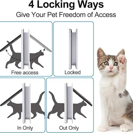 HMA Dog and cat 4-Way Locking Pet Door Durable Cat Flap for Doors and Walls