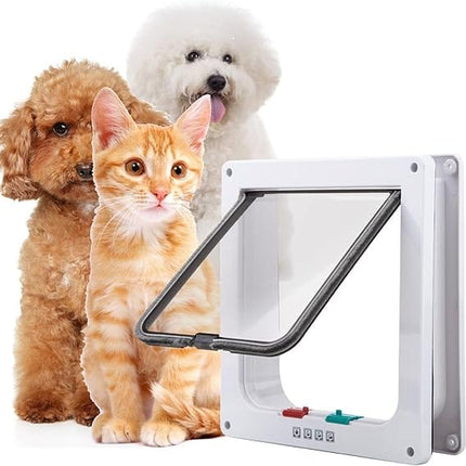 HMA Dog and cat 4-Way Locking Pet Door Durable Cat Flap for Doors and Walls