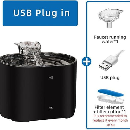 HMA Dog and cat Automatic Cat Water Fountain Electric Pet Drinking Dispenser Black