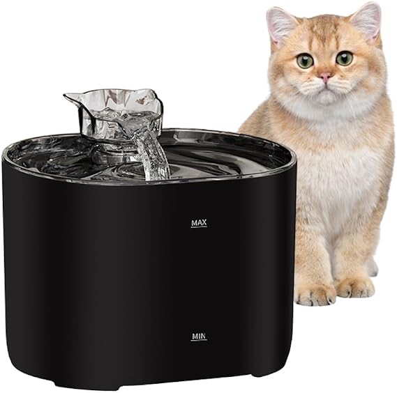 HMA Dog and cat Automatic Cat Water Fountain Electric Pet Drinking Dispenser Black