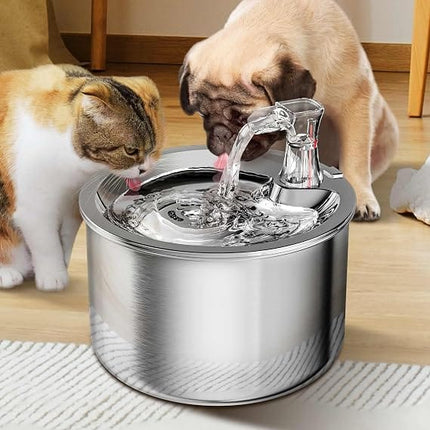 HMA Dog and cat Automatic Stainless Steel Pet Water Fountain Quiet Cat Drinking Dispenser 2 L