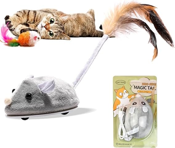 HMA Dog and cat Cat Toy Automatic Moving Mouse with Furry Tail