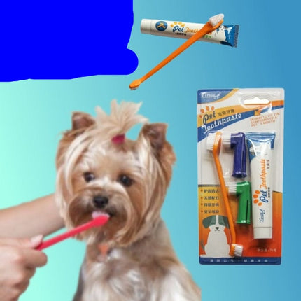 HMA Dog and cat Complete Pet Dental Care Kit Includes Toothpaste Dual Headed Brush And 2 Finger Brushes