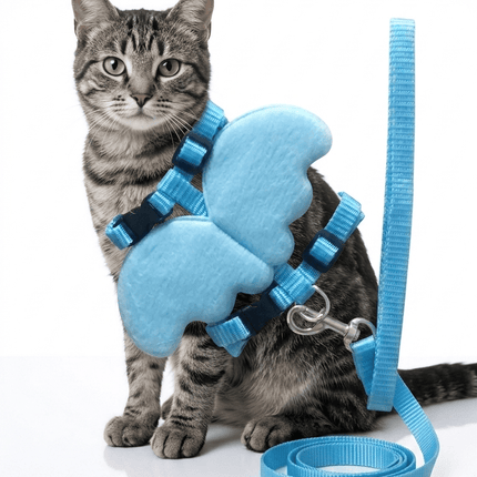 HMA Dog and cat Coolcat Angel Wing Design Pet Harness and Leash Set Blue