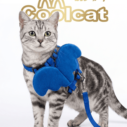 HMA Dog and cat Coolcat Angel Wing Design Pet Harness and Leash Set Dark Blue