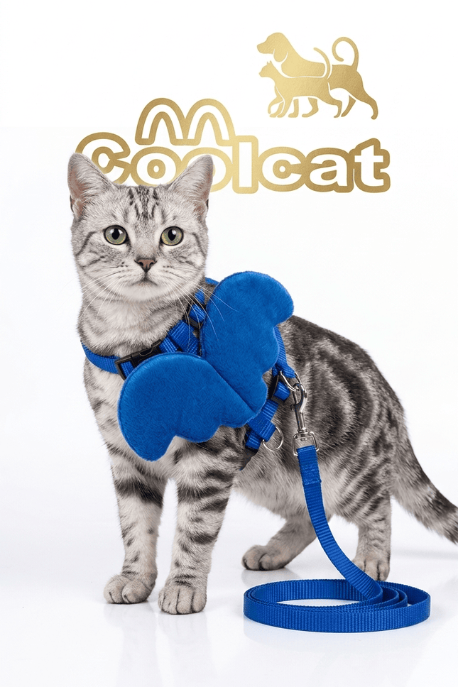 HMA Dog and cat Coolcat Angel Wing Design Pet Harness and Leash Set Dark Blue