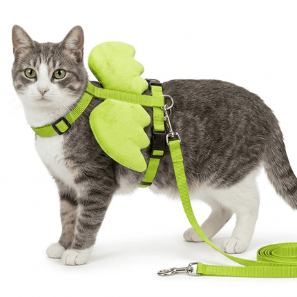 HMA Dog and cat Coolcat Angel Wing Design Pet Harness and Leash Set Green