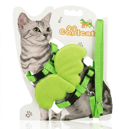 HMA Dog and cat Coolcat Angel Wing Design Pet Harness and Leash Set Green