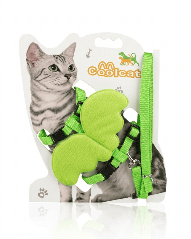 HMA Dog and cat Coolcat Angel Wing Design Pet Harness and Leash Set Green