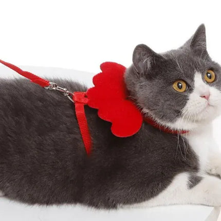 HMA Dog and cat Coolcat Angel Wing Design Pet Harness and Leash Set Red