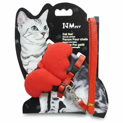 HMA Dog and cat Coolcat Angel Wing Design Pet Harness and Leash Set Red