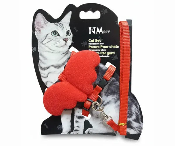 HMA Dog and cat Coolcat Angel Wing Design Pet Harness and Leash Set Red