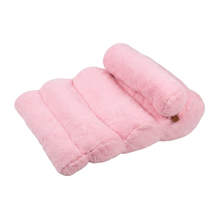 HMA Dog and cat Cozy Pink Faux Fur Pet Bed Soft Fluffy Sleeping Cushion and Sofa for Small Dogs and Cats 56 x 65 cm