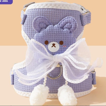 HMA Dog and cat Cute Bear Design Pet Harness and Leash Set Perfect for Small Dogs And Cats Size M