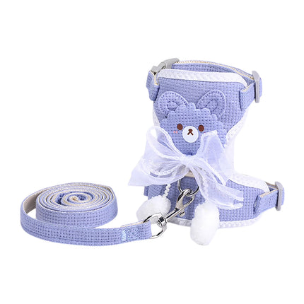 HMA Dog and cat Cute Bear Design Pet Harness and Leash Set Perfect for Small Dogs And Cats Size M