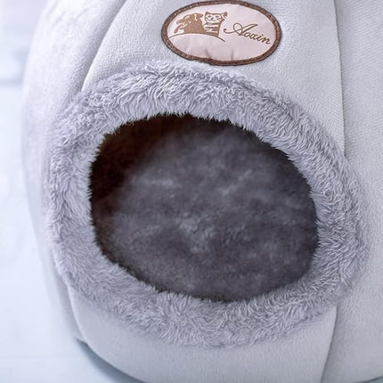 HMA Dog and cat Cute Cat Ears Covered Pet Cave Bed in Grey 40x40cm