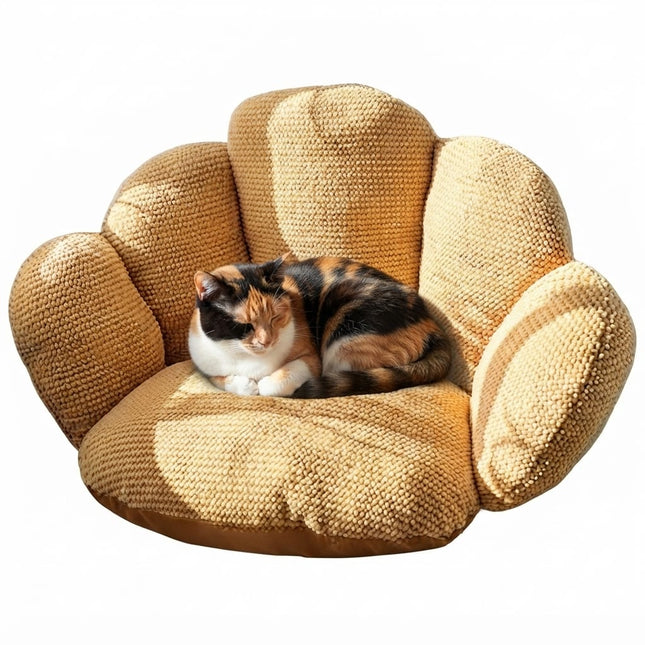 HMA Dog and cat Cute Flower Plush Pet Bed for Puppies and Cats Beige 63x43cm