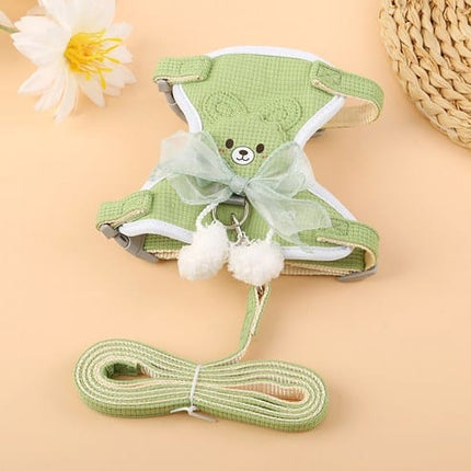 HMA Dog and cat Cute Green Bunny Design Pet Harness and Leash Set Perfect for Small Pets Size M