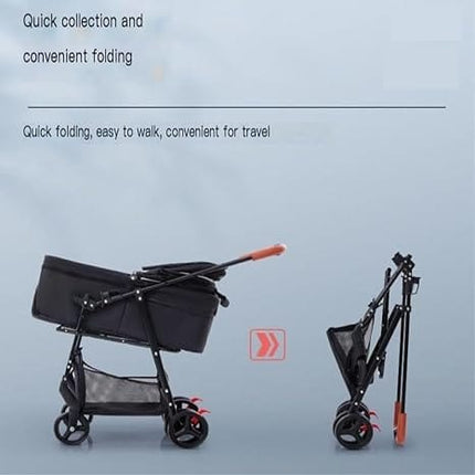 HMA Dog and cat Foldable and Portable small Dog Stroller up to 20 kg - black