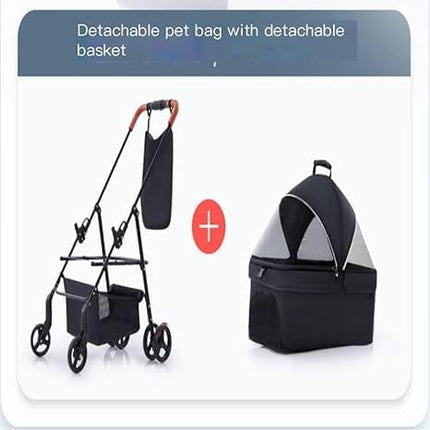 HMA Dog and cat Foldable and Portable small Dog Stroller up to 20 kg - black