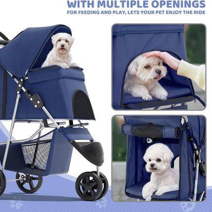 HMA Dog and cat Foldable and Portable small Dog Stroller up to 20 kg Blue