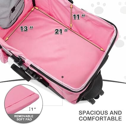 HMA Dog and cat Foldable and Portable small Dog Stroller up to 20 kg Pink