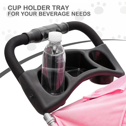 HMA Dog and cat Foldable and Portable small Dog Stroller up to 20 kg Pink
