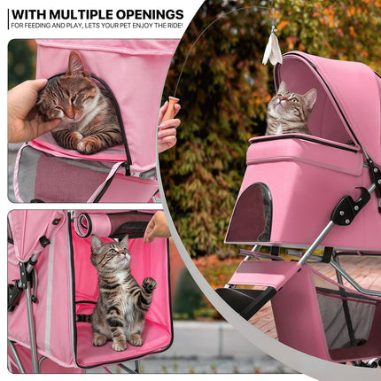 HMA Dog and cat Foldable and Portable small Dog Stroller up to 20 kg Pink
