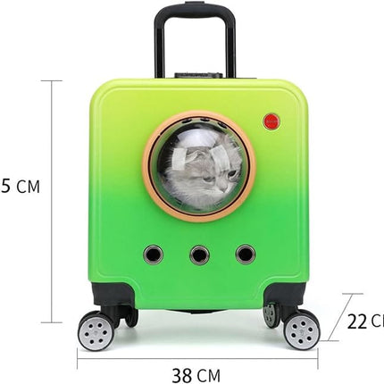 HMA Dog and cat Hard Sided Dog Carriers for Small Dogs with Wheels and Handle  Lime Green Gradient