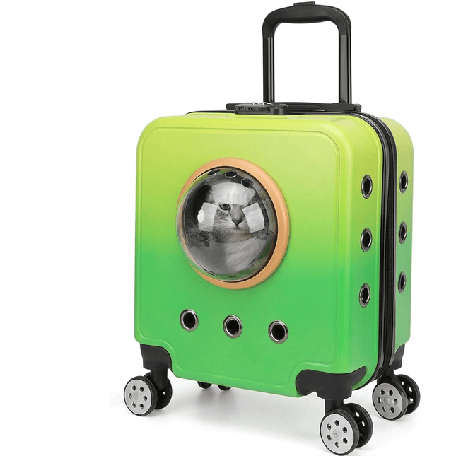 HMA Dog and cat Hard Sided Dog Carriers for Small Dogs with Wheels and Handle  Lime Green Gradient
