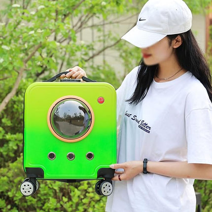 HMA Dog and cat Hard Sided Dog Carriers for Small Dogs with Wheels and Handle  Lime Green Gradient