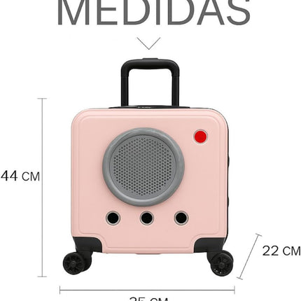 HMA Dog and cat Hard Sided Dog Carriers for Small Dogs with Wheels and Handle Pink