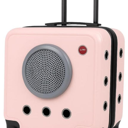 HMA Dog and cat Hard Sided Dog Carriers for Small Dogs with Wheels and Handle Pink