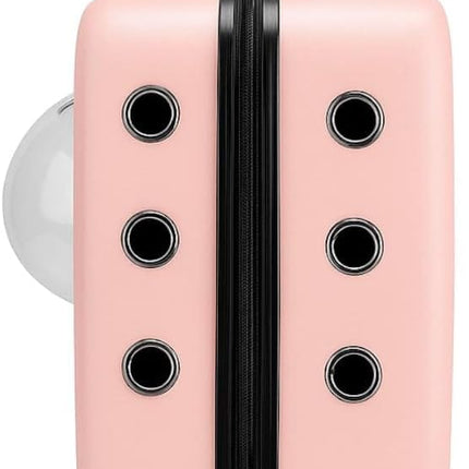 HMA Dog and cat Hard Sided Dog Carriers for Small Dogs with Wheels and Handle Pink