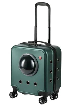 HMA Dog and cat Hard Sided Dog Carriers for Small Dogs with Wheels and Handle up to 10 kg Green