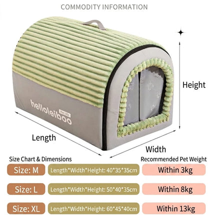 HMA Dog and cat Hello Leiboo Cozy Covered Cat House Soft Plush Enclosed Pet Tent and Cave Bed with Removable Cushion Green/Grey
